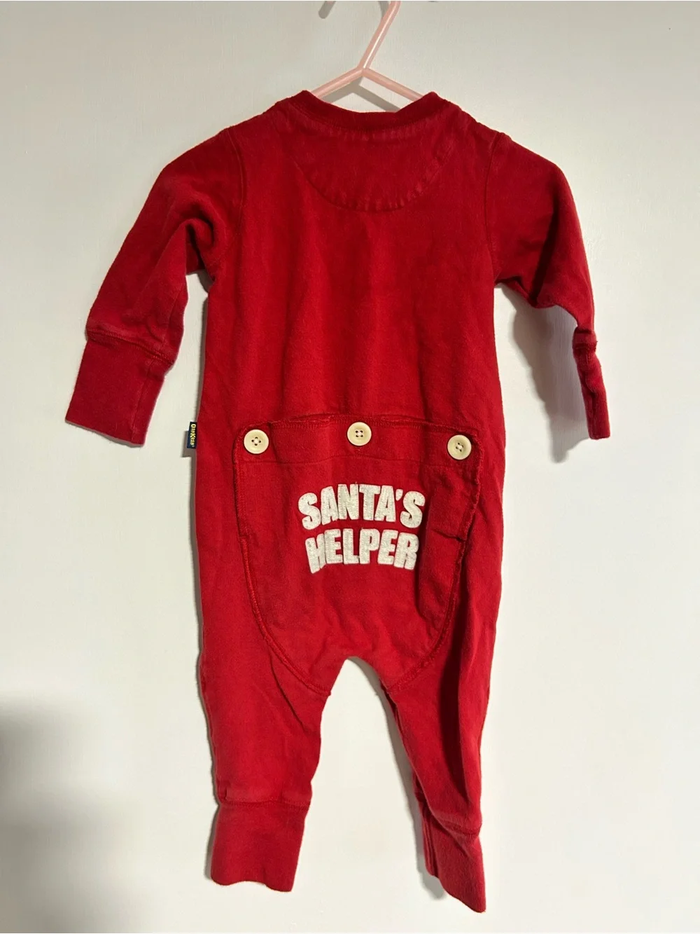 Santa’s Helper OshKosh B'gosh Red Button-Front Footie One-Piece